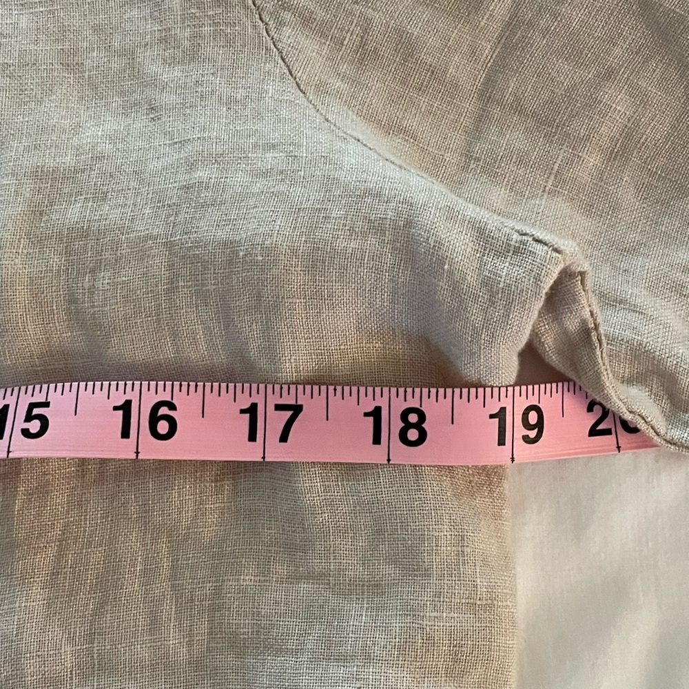 M- Valentina Naldi Italy- Linen Short Sleeve Button Down Shirt Beige NWT! - Picture 9 of 10
